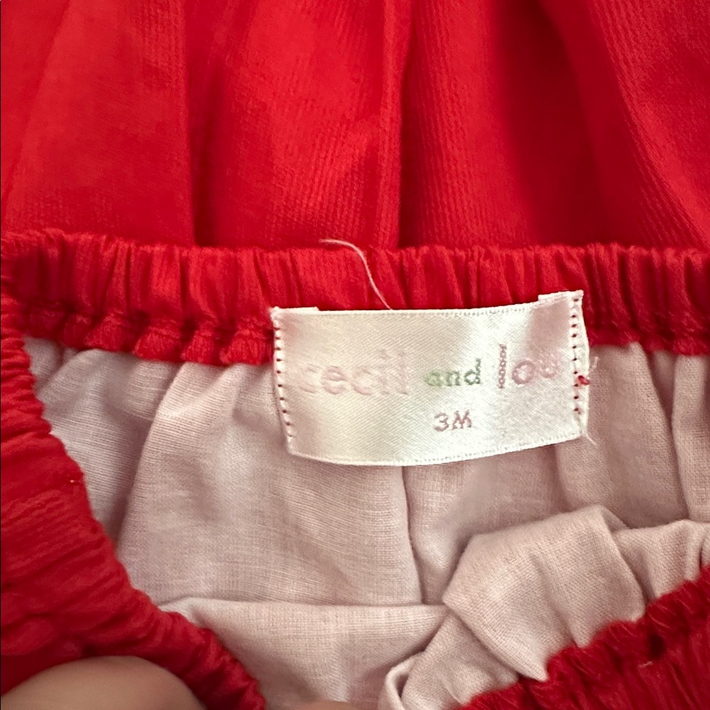 CECIL AND LOU smocked Red Baby Dress with Bloomers and Bow Accents size 3m - Picture 2 of 3